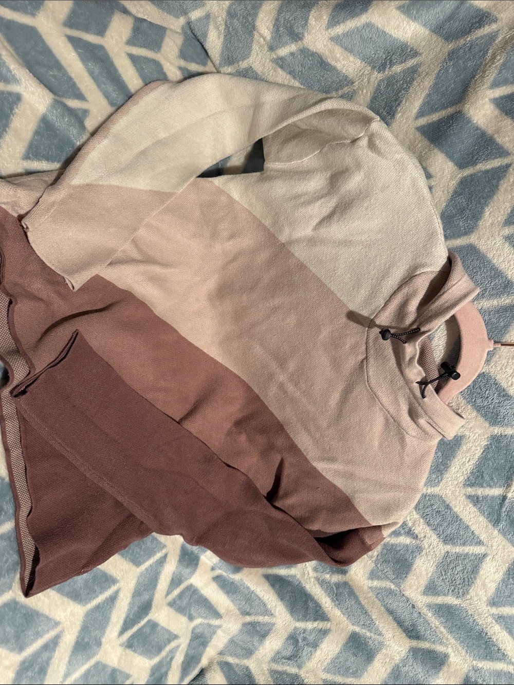 Striped Cowl Neck Sweater in Pink Tones